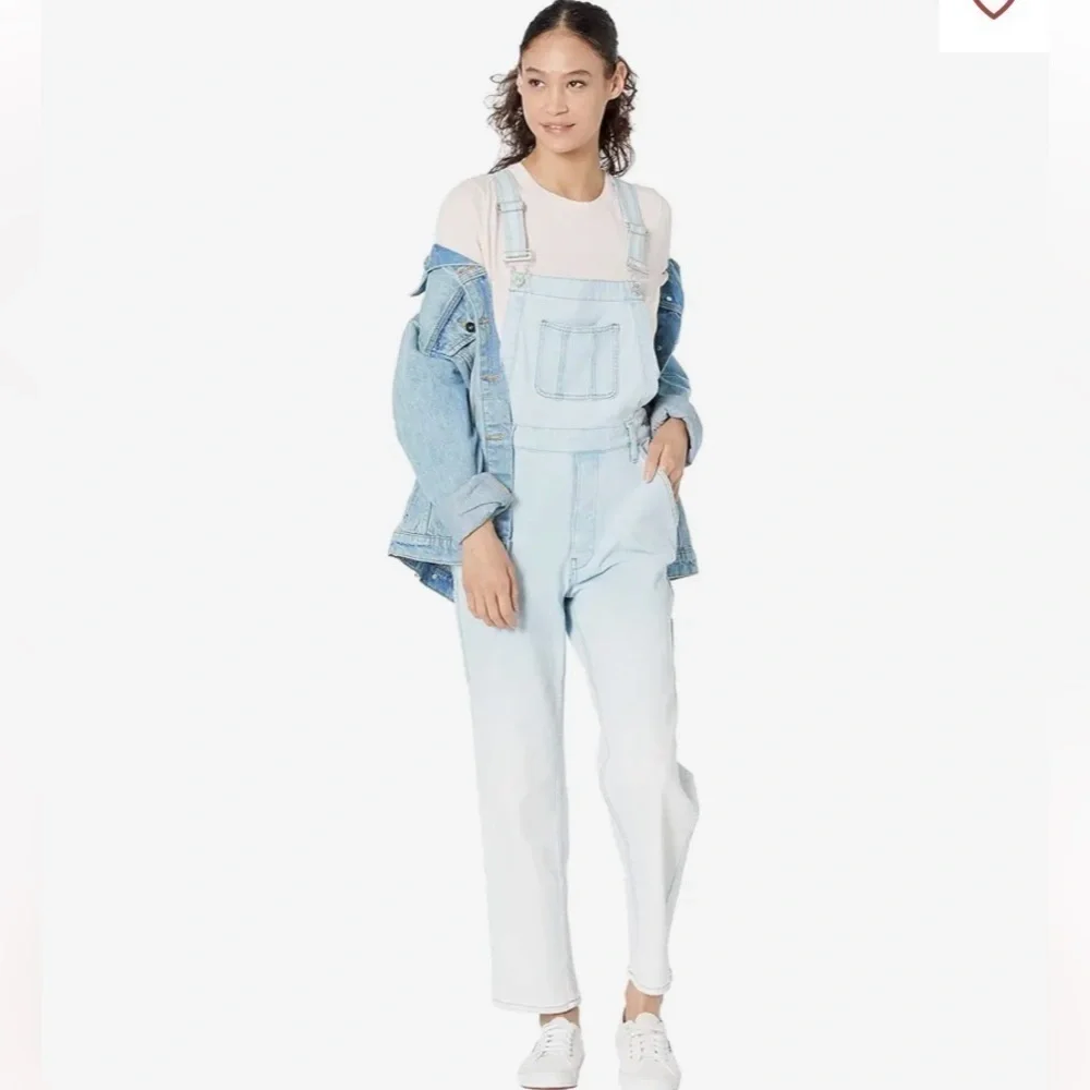 HUDSON WOMEN'S JEAN OVERALLS DENIM In Light Beams Blue sz S